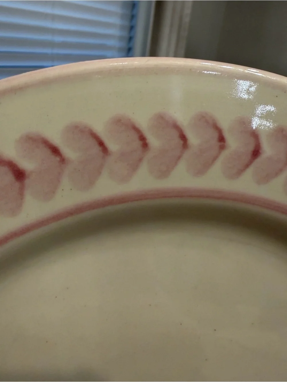 VINTAGE Hartstone Pottery pink Heart Plate/ platter, 12” folk art, Cottagecore
